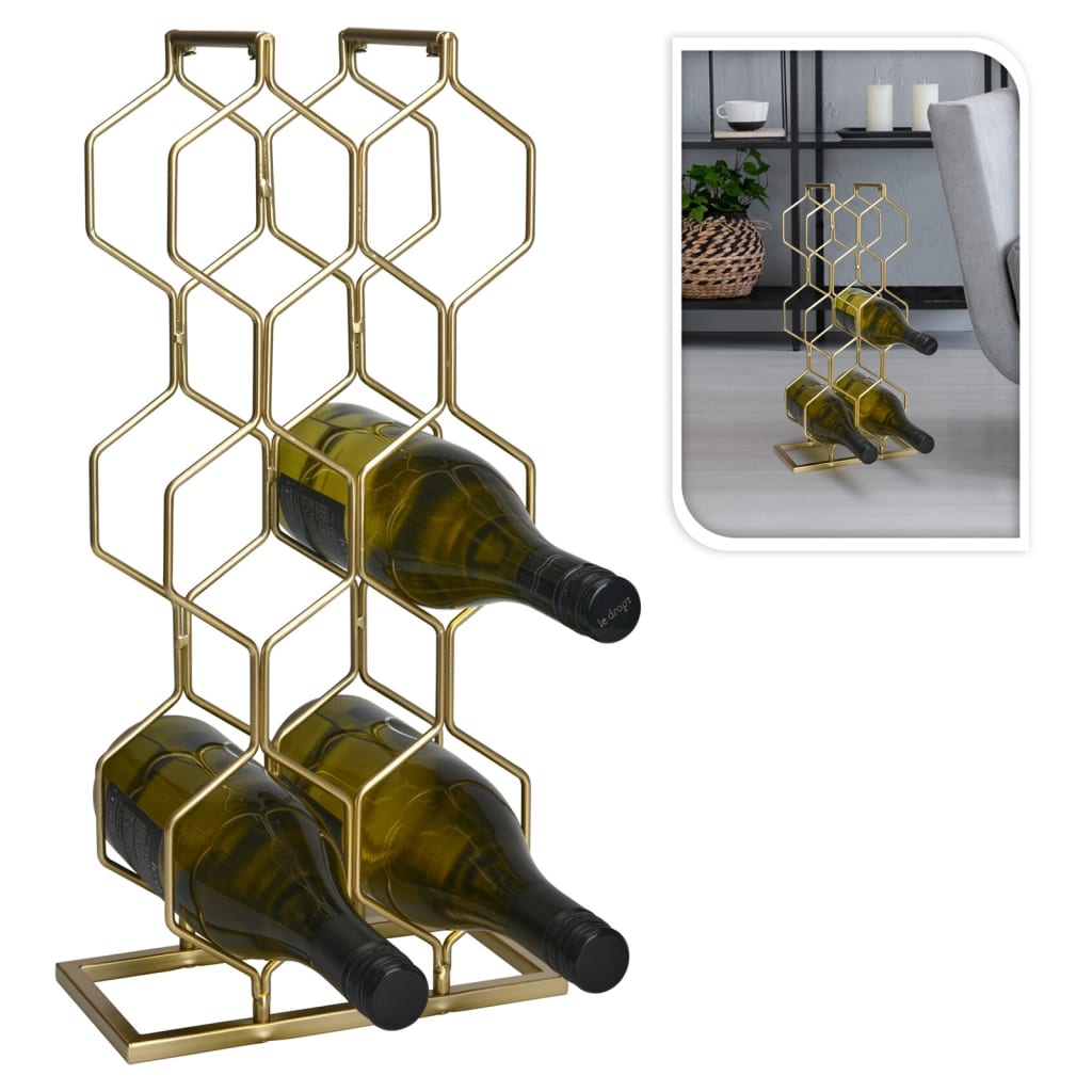 Home&Styling Casier à vin pour 8 bouteilles métal doré