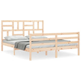 Solid wood bed frame without mattress