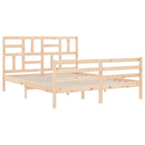 Solid wood bed frame without mattress