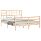 Solid wood bed frame without mattress