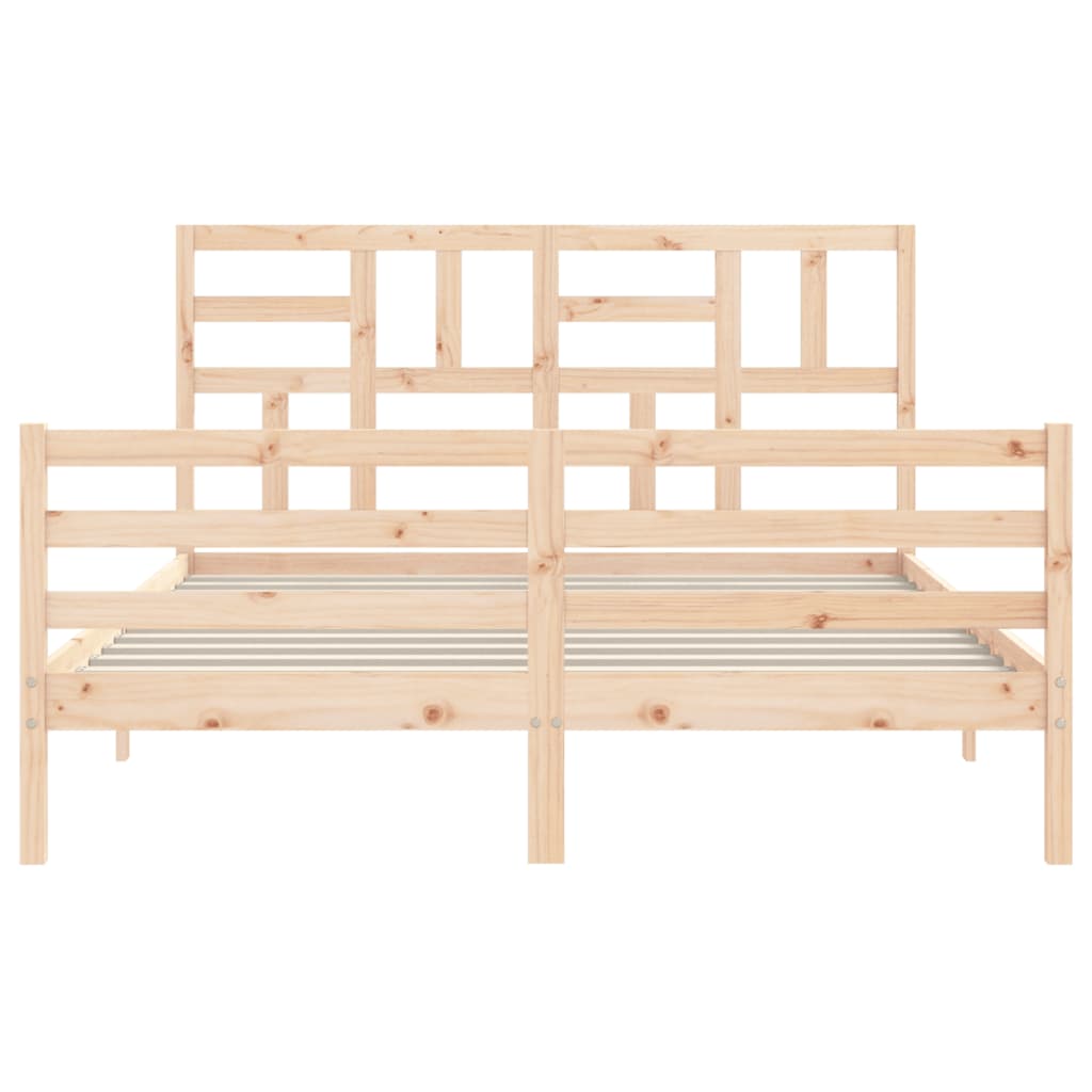 Solid wood bed frame without mattress