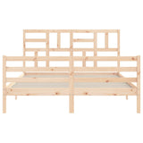 Solid wood bed frame without mattress