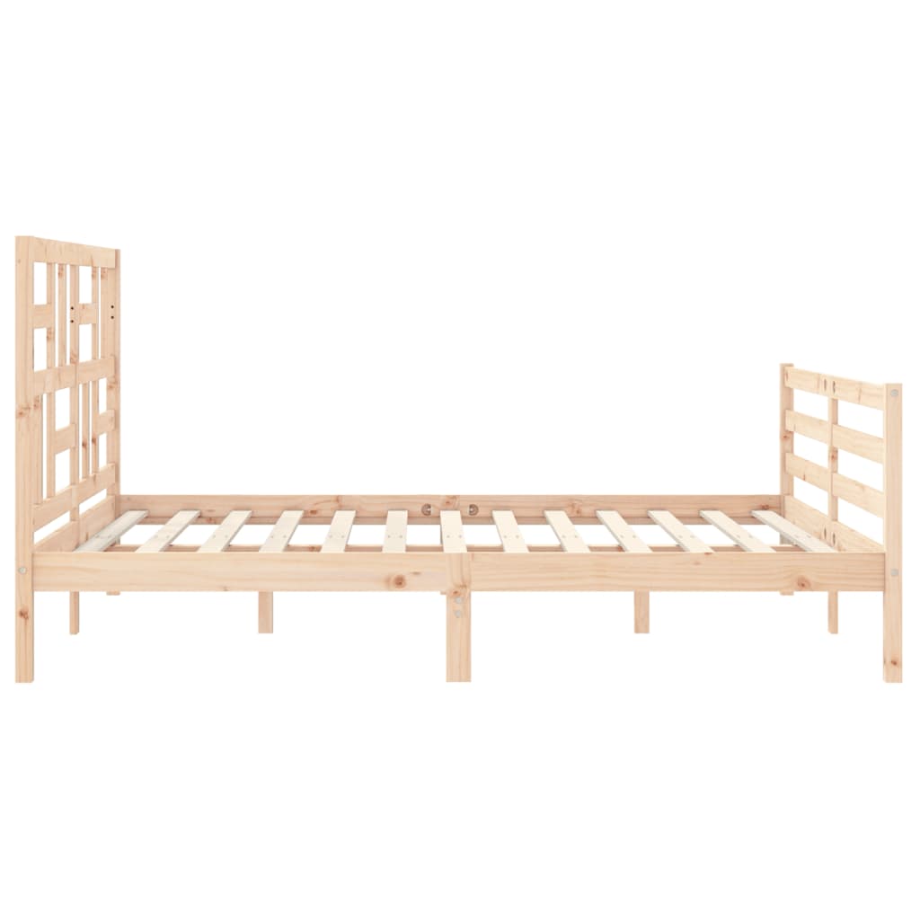 Solid wood bed frame without mattress