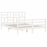 Cadre de lit sans matelas blanc bois de pin massif