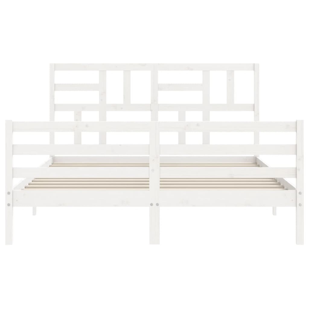 Cadre de lit sans matelas blanc bois de pin massif