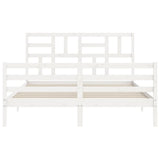 Cadre de lit sans matelas blanc bois de pin massif