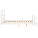 Cadre de lit sans matelas blanc bois de pin massif