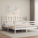 Cadre de lit sans matelas blanc bois de pin massif