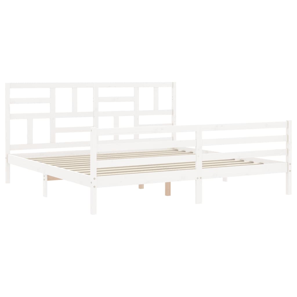 Cadre de lit sans matelas blanc 200x200 cm bois massif