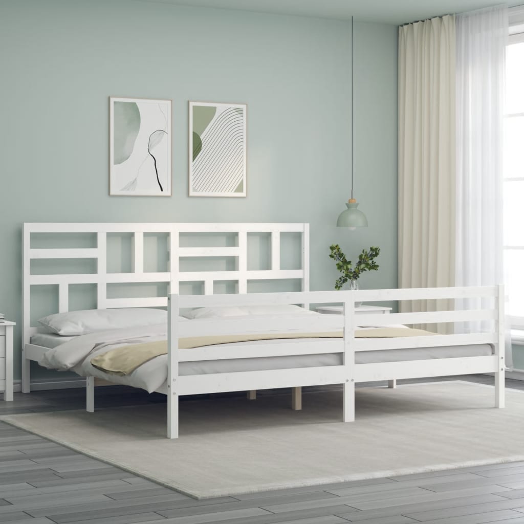 Cadre de lit sans matelas blanc 200x200 cm bois massif