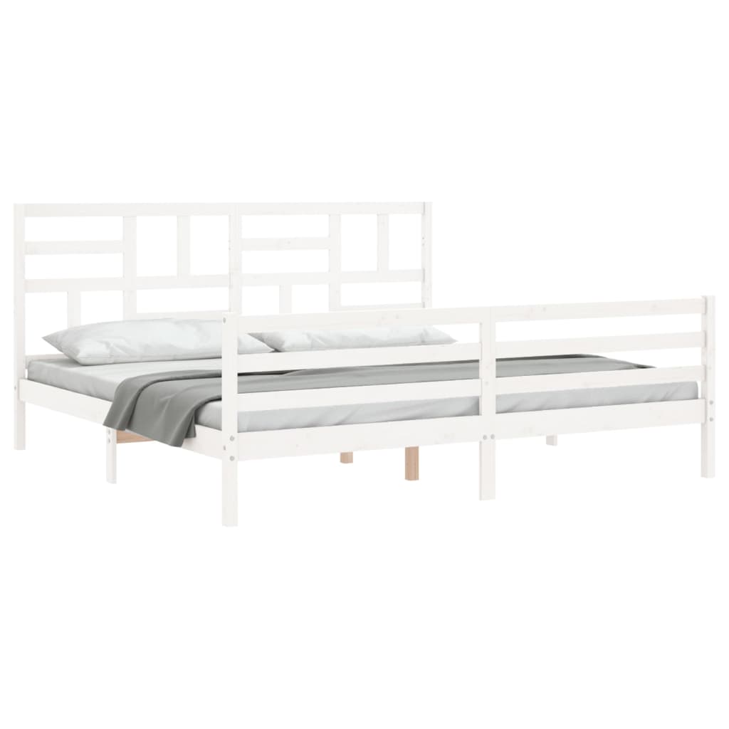 Cadre de lit sans matelas blanc 200x200 cm bois massif