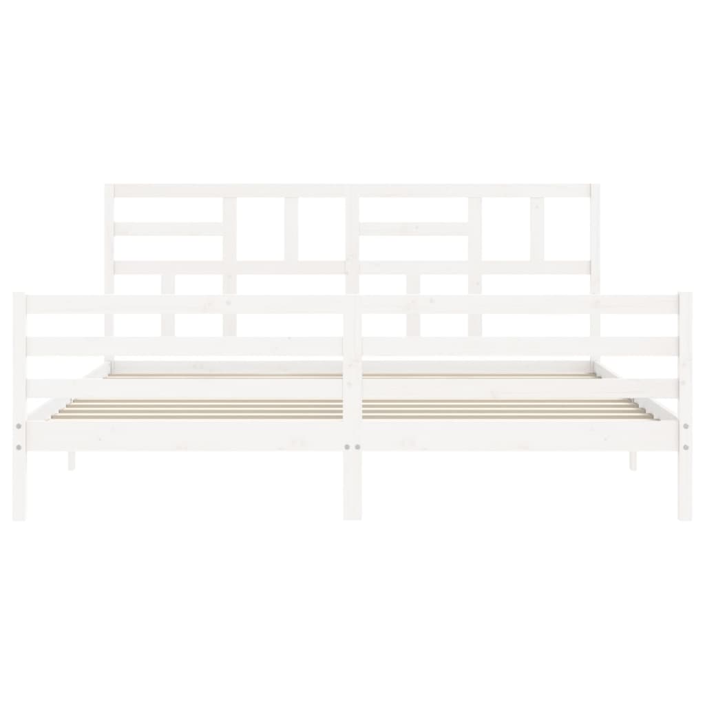 Cadre de lit sans matelas blanc 200x200 cm bois massif