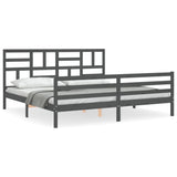 Cadre de lit sans matelas gris 200x200 cm bois massif