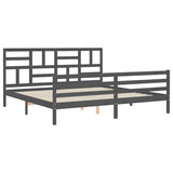 Cadre de lit sans matelas gris 200x200 cm bois massif