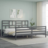 Cadre de lit sans matelas gris 200x200 cm bois massif