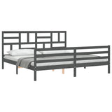 Cadre de lit sans matelas gris 200x200 cm bois massif