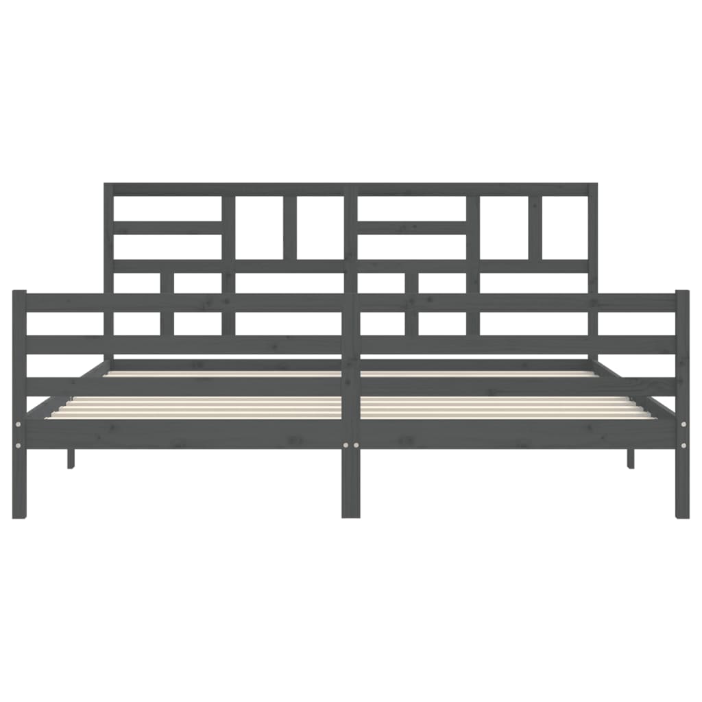 Cadre de lit sans matelas gris 200x200 cm bois massif