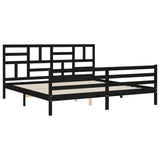 Cadre de lit sans matelas noir 200x200 cm bois massif