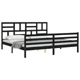 Cadre de lit sans matelas noir 200x200 cm bois massif