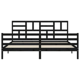 Cadre de lit sans matelas noir 200x200 cm bois massif