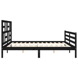 Cadre de lit sans matelas noir 200x200 cm bois massif