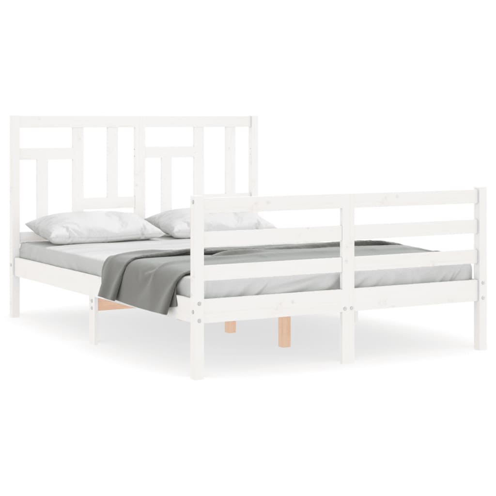 Cadre de lit sans matelas blanc bois massif