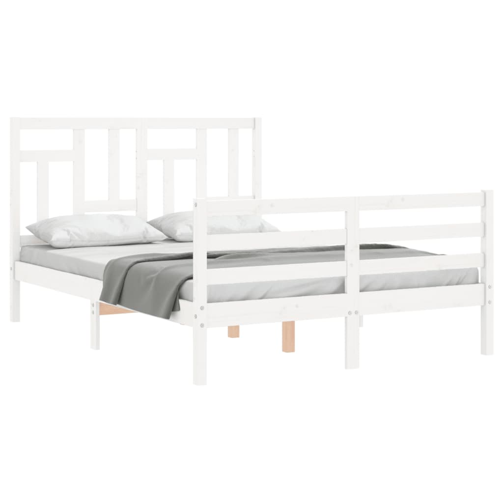 Cadre de lit sans matelas blanc bois massif