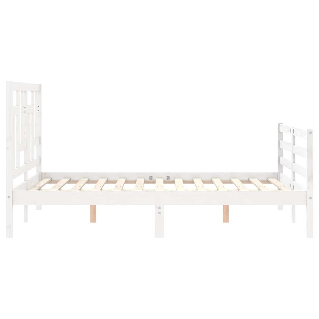 Cadre de lit sans matelas blanc bois massif