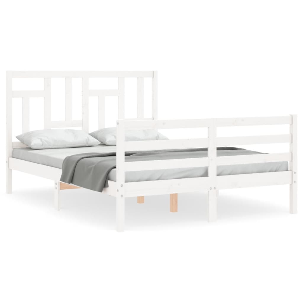 Cadre de lit sans matelas blanc 140x190 cm bois massif