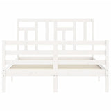 Cadre de lit sans matelas blanc 140x190 cm bois massif