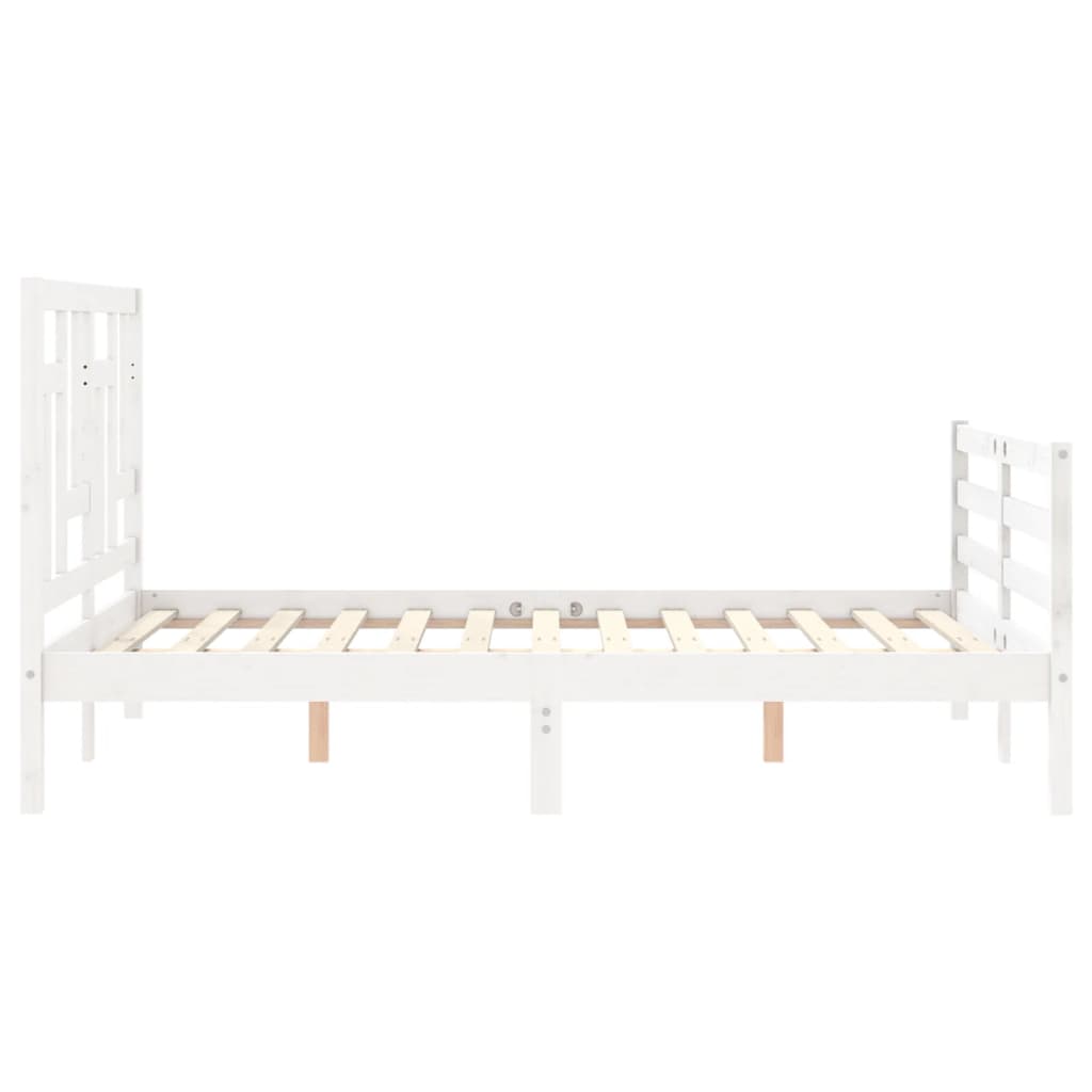 Cadre de lit sans matelas blanc 140x190 cm bois massif