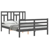 Cadre de lit sans matelas gris 140x190 cm bois massif