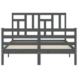 Cadre de lit sans matelas gris 140x190 cm bois massif