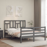 Cadre de lit sans matelas gris 140x190 cm bois massif