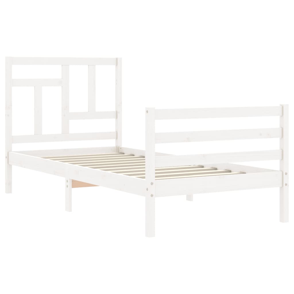 Cadre de lit sans matelas blanc 90x200 cm bois massif