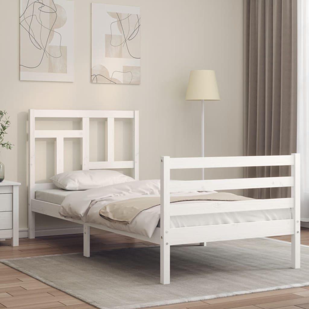 Cadre de lit sans matelas blanc 90x200 cm bois massif