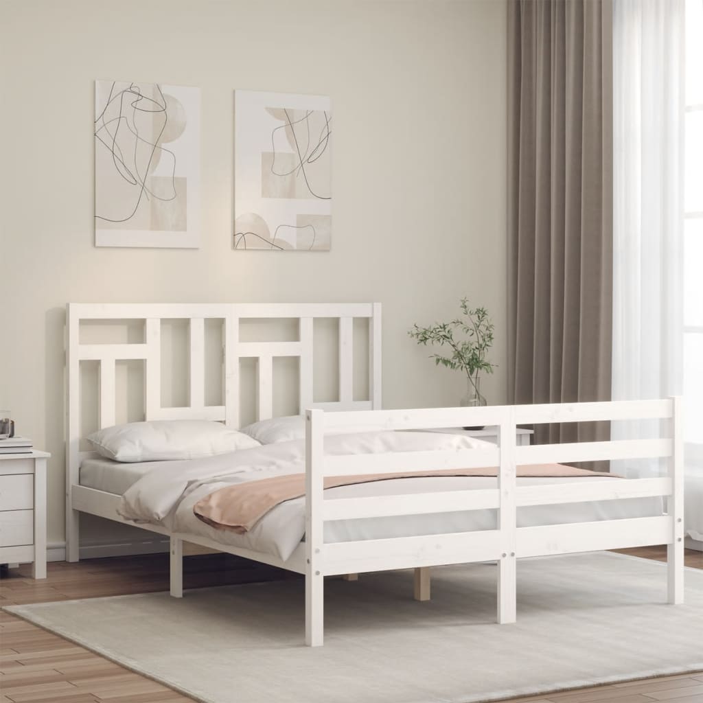 Cadre de lit sans matelas blanc 120x200 cm bois massif