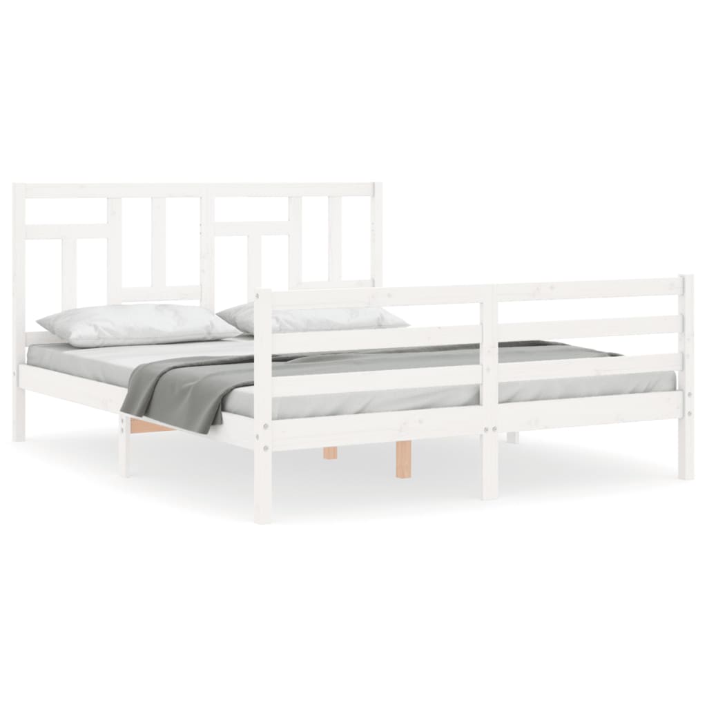 Cadre de lit sans matelas blanc bois de pin massif