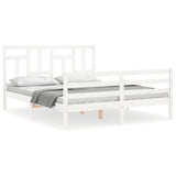 Cadre de lit sans matelas blanc bois de pin massif