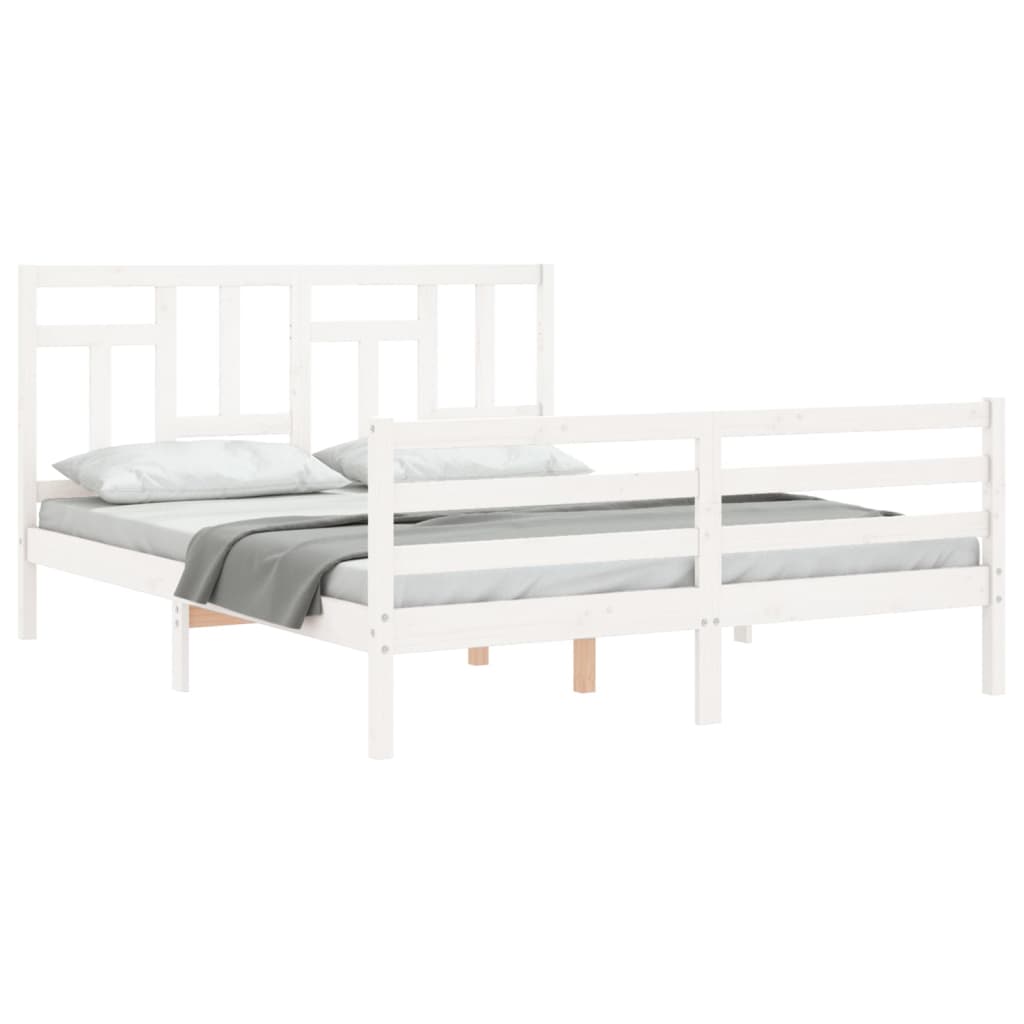 Cadre de lit sans matelas blanc bois de pin massif