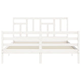 Cadre de lit sans matelas blanc bois de pin massif