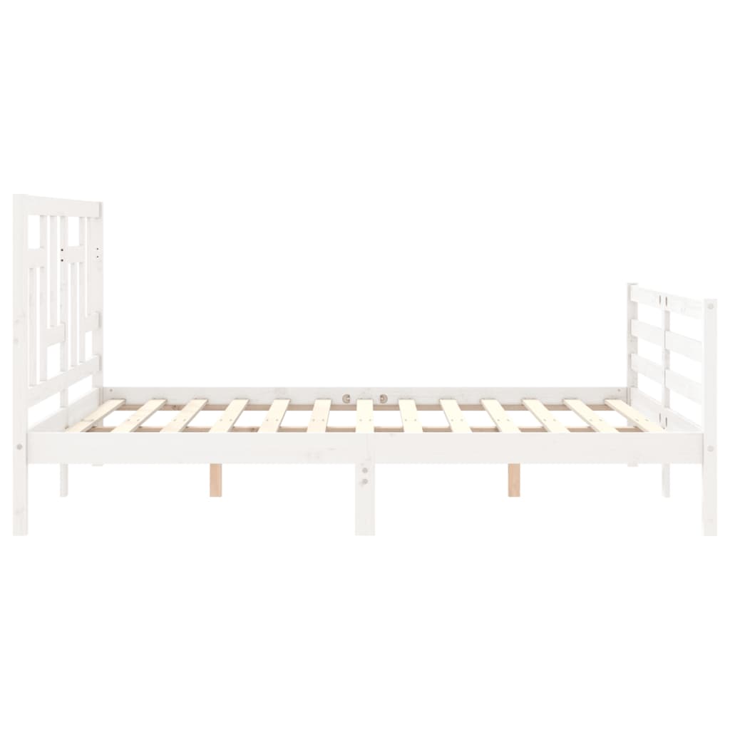 Cadre de lit sans matelas blanc bois de pin massif