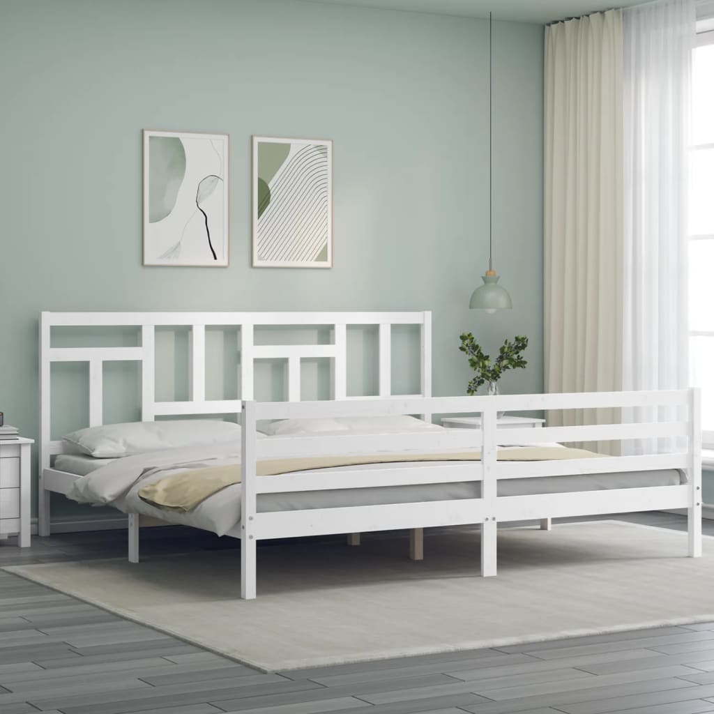 Bed frame without mattress white 200x200 cm solid wood