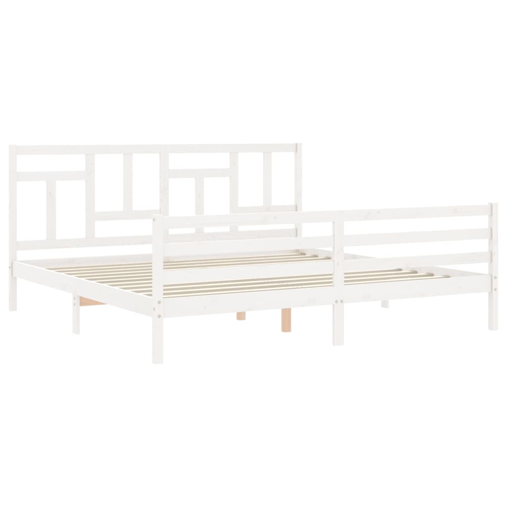 Bed frame without mattress white 200x200 cm solid wood