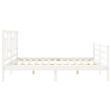 Bed frame without mattress white 200x200 cm solid wood