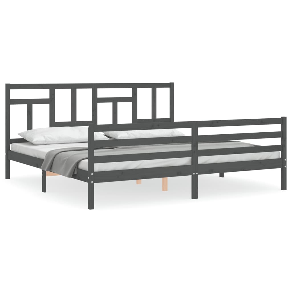 Cadre de lit sans matelas gris 200x200 cm bois massif