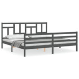 Cadre de lit sans matelas gris 200x200 cm bois massif