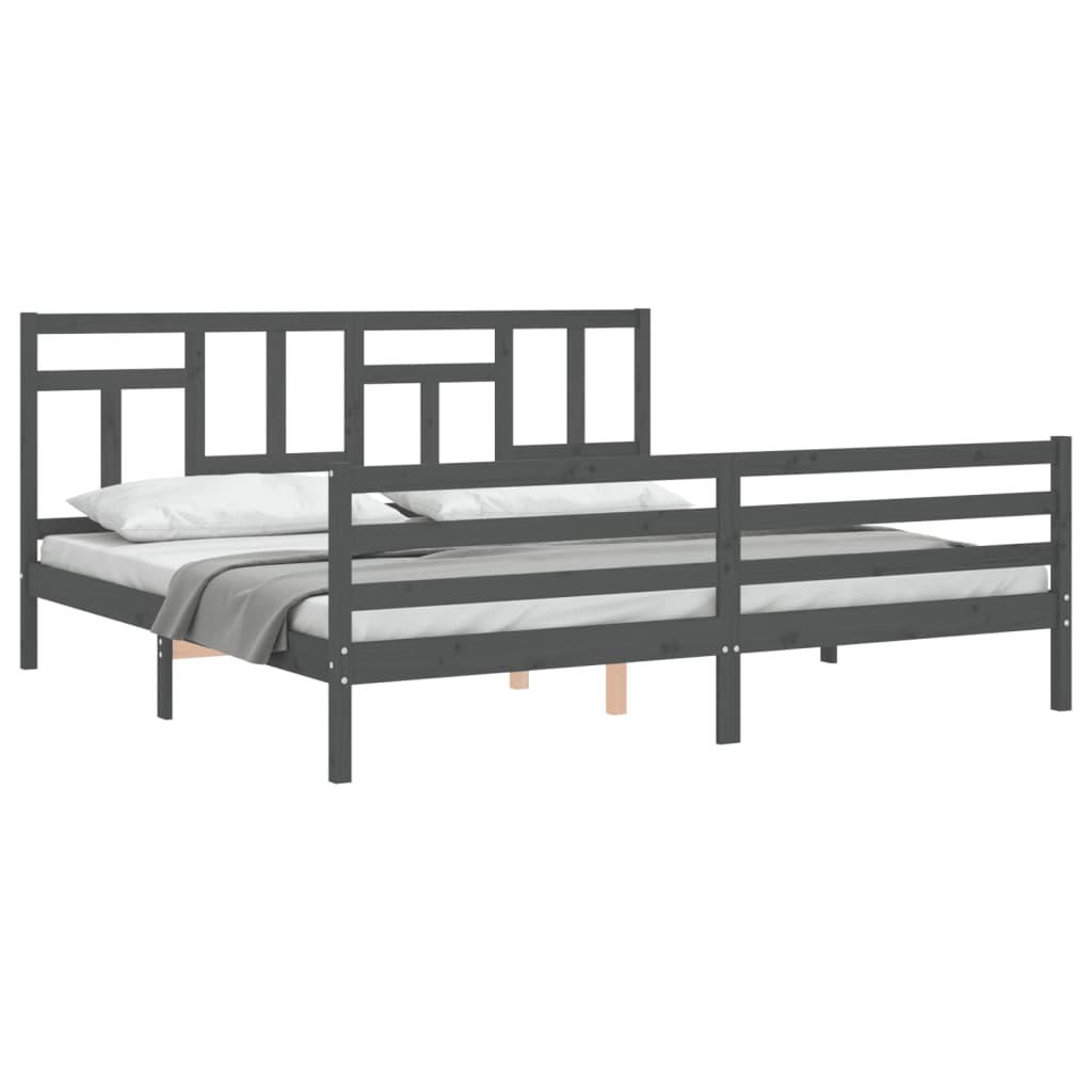 Cadre de lit sans matelas gris 200x200 cm bois massif