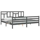 Cadre de lit sans matelas gris 200x200 cm bois massif