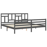 Cadre de lit sans matelas gris 200x200 cm bois massif